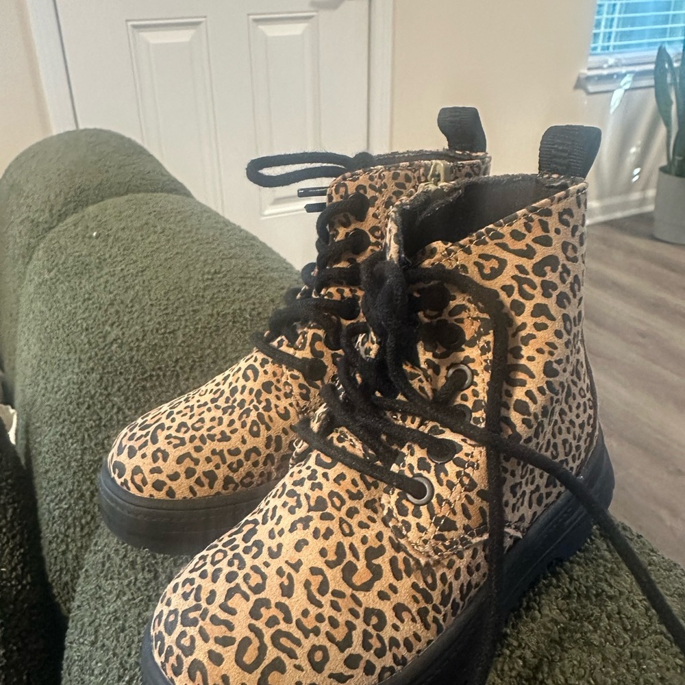 Zara Kids Tan and Black Leopard Boots